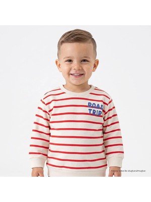 Hellobaby Erkek Bebek Sweatshirt Araba Baskılı Bisiklet Yaka Long Sleeve