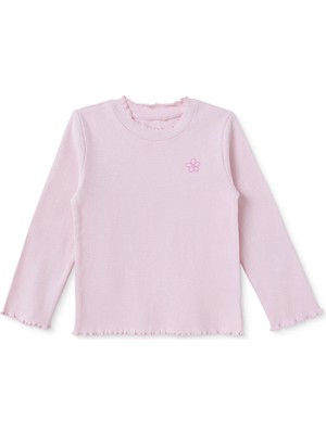 Hellobaby Kız Bebek Tişört Çiçek Baskılı Bisiklet Yaka Long Sleeve