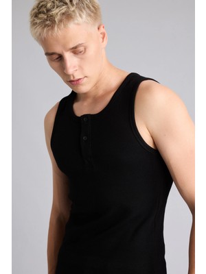 DeFacto Regular Fit Ribana Henley Yaka Düğmeli Basic Atlet I1109AX26SM