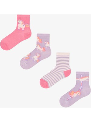 Penti Kız Çocuk Unicorn Carousel Pamuklu 4 Çift Soket Çorap