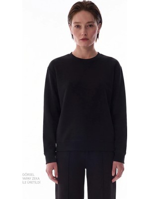 Penti Siyah Modal Bisiklet Yaka Oversize Sweatshirt