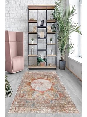 Trendexa Çok Renkli Osmanlı Motifli Yıkanabilir Kaymaz Taban Leke Tutmaz Modern Salon Halısı ve Yolluk, Çok Renkli 160 x 300,7457104116030005