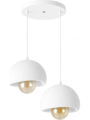 Trendexa 2'li Sarkıt Avize, Bohem Beton Görünüm, Rustik E27 Modern Avize, E27 Ampul Dahildir, 3d, YV-1-104