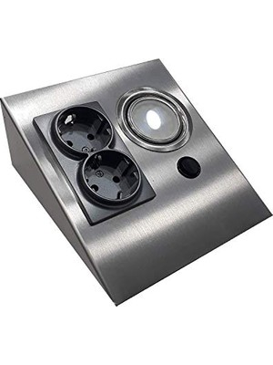 Trendexa Dolap Tezgah Altı Paslanmaz Metal Inox LED Aydınlatmalı Priz