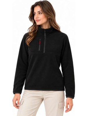 Nemere Polar Dik Yaka Yarım Fermuarlı Fermuarlı Göğüs Cepli Regular Fit Kışlık Sweatshirt