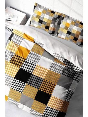 Trendexa Checkers Gray Modern Çift Kişilik Nevresim Takımı, MONOHOME3817