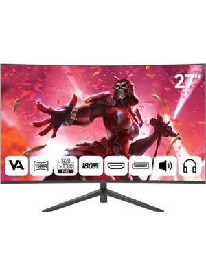 Trendexa 27" MD270K-V Curved 180Hz Monitör 1ms 1920X1080; Hdmı, Dp, Hoparlör, Vesa