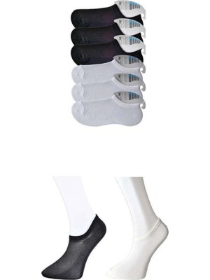 Pileli Store Siyah ve Beyaz Erkek Görünmez Çorap 6 Çift