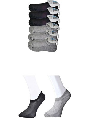 Pileli Store Siyah ve Gri Erkek Görünmez Çorap 6 Çift