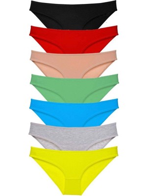 Pileli Store 7 Adet Süper Eko Set Likralı Kadın Slip Külot Çok Renkli