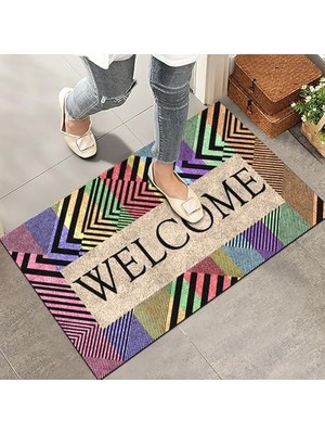 Trendexa Kapı Önü Paspası; Modern ve Kapı Paspası | Ev, Ofis ve Dış Mekân Kullanımı Için (Renkli Geometrik Welcome) 45X65