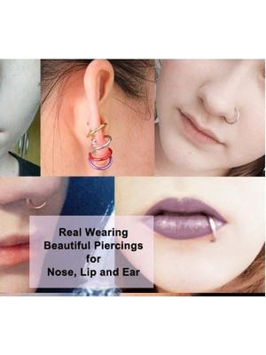 Trendexa 316L Paslanmaz Çelik Kulak, Dudak ve Burun Piercingi, Gri