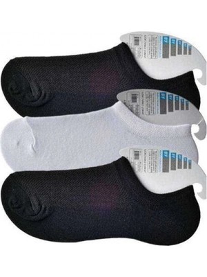 Pileli Store Siyah ve Beyaz Erkek Görünmez Çorap 3 Çift
