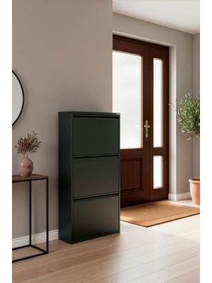 Trendexa Metal 3'lü Antrasit Ayakkabılık LC08-MSR50-3