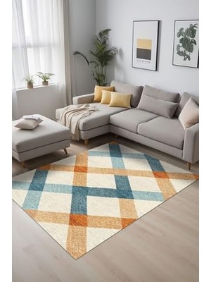 Trendexa Nasem Kadife Modern Kaymayı Önleyici Pamuk Tabanlı Yıkanabilir Antibakteriyel Salon Halısı 100X150