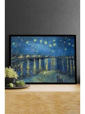 Trendexa (PSTER14709) Ren Nehrinde Yıldızlı Gece-Van Gogh Sanatsal Çerçeveli Tablo 50 x 70