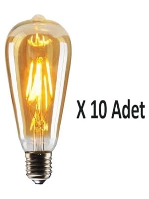 Trendexa Ampul, 4W Dim Rustik LED Sarı Işık Armut Edison Ampul 10 Adet