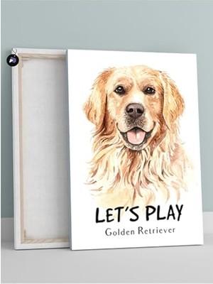 Trendexa (PSTER741) Golden Retriever Köpek Lets Play Hayvan Kanvas Tablo 40 x 60