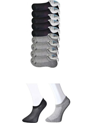 Pileli Store Siyah ve Gri Erkek Görünmez Çorap 9 Çift