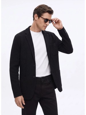 Fabrika Lacivert Erkek Slim Fit Armürlü Ceket Ceka - F- T-  2- A