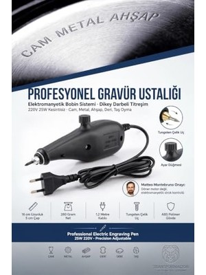 Trendexa Elektrikli Gravür Kalemi 220V 25W Hassas Ayarlı Cam Metal Ahşap Deri Taş Oyma Yazı Kazıma Markalama Cihazı Hobi Seti 722491