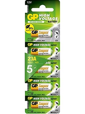 Trendexa GP23A Süper Alkalin 23A/MN21/V23GA Boy Pil, 12 V, 5'li Kart, Bakır/beyaz/yeşil