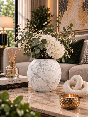 Betonmall Dekoratif Beton Küre Vazo Obje Modern Salon Konsol Masaüstü Aksesuarı