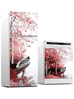 Trendexa Buzdolabı ve Bulaşık Makinesi Beyaz Eşya Sticker Kaplama, Çiçekler Tekne