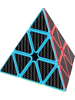 Trendexa Oyuncak, 3x3 Piramit Hız Küp Karbon Fiber Etiket Bulmaca Küp 3X3X3 Hız Küp Üçgen Sihirli Küp Bulmaca Sihirli Küp Bulmacalar