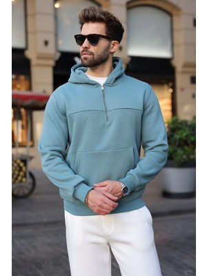 Madmext Mavi Kanguru Cepli Kapüşonlu Erkek Sweatshirt E7218