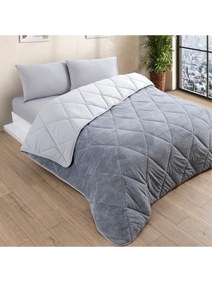 Trendexa Tek Kişilik Lüks Gri Wellsoft Çift Taraflı Yorgan 155X215 cm