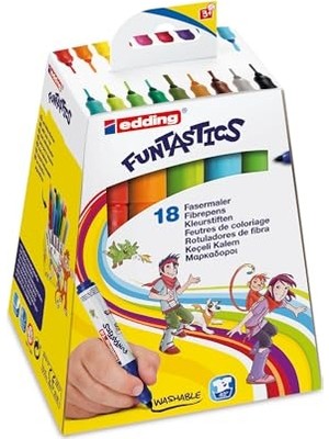 Trendexa 14 Funtastıcs Çocuklar Için Kalın Uçlu Keçeli Kalem 18'li Set, 2-3 mm Yuvarlak Uç
