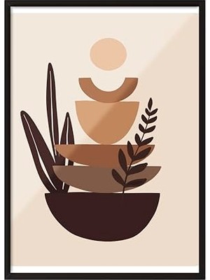 Trendexa Zestia Siyah Çerçeveli Tablo; Soyut Vazo ve Taşlar, Denge ve Estetik Tasarım Poster No: 107944 30 x 40