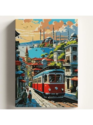 Trendexa 50X70 cm Çıtalı Istanbul Temalı Sayılarla Boyama Seti, Boya ve Fırça Dahil