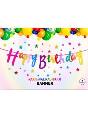 Vipfoni Happy Birthday Kaligrafik Banner - Makaron Rainbow