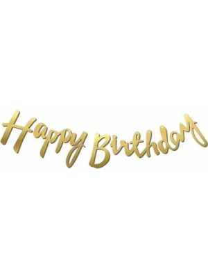 Vipfoni Happy Birthday Kaligrafik Banner - Altın