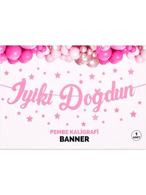 Vipfoni Iyi Ki Doğdun Kaligrafik Banner - Pembe