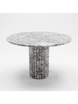 Adomar Marble Calacatta Viola Fluted Mermer Yemek Masası