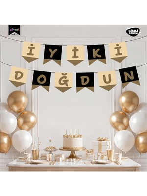 Vipfoni Iyi Ki Doğdun Harf Afiş - Simli Siyah Altın