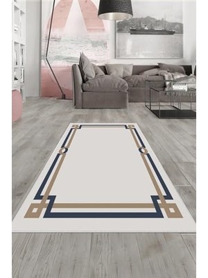 Trendexa Pelangi Bej Dikme Detaylı Yıkanabilir Kaymayı Önleyici Taban Leke Tutmaz Modern Salon Halısı ve Yolluk; Açık Gri 40 x 40,1358087404005