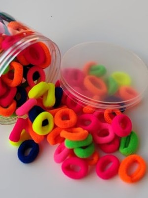 Trendexa Neon Renkli Saç Lastiği Seti, Plastik Kavanozda