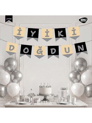 Vipfoni Iyi Ki Doğdun Harf Afiş - Simli Siyah Gümüş