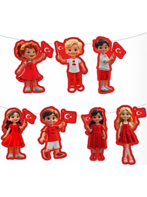Vipfoni Milli Bayramlar Süslemesi - Bayraklı Çocuklar