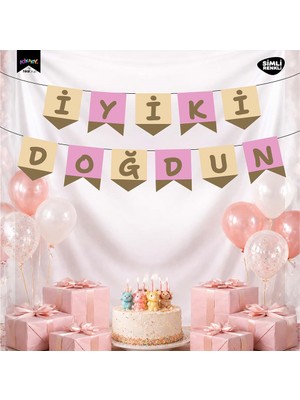 Vipfoni Iyi Ki Doğdun Harf Afiş - Simli Pembe Altın