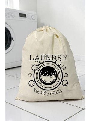 Trendexa Sade Tasarımlı Wash Desenli Ham Bez Kumaş Çok Amaçlı Kirli Çamaşır Torbası 40X50 (1 Adet) (Model 6)