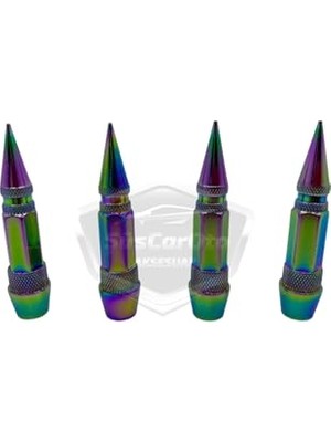 Trendexa Sivri Sibop Kapağı Mermi Sibop Kapağı Araba Motosiklet Bisiklet Metal Bukalemun Renkli 4'lü Set