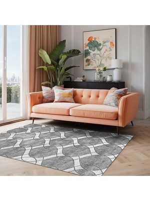 Trendexa Modern Şönil Salon Halısı, Kaymaz Doğal Pamuk Tabanlı, Yıkanabilir Antibakteriyel Çevre Dostu, 160X230