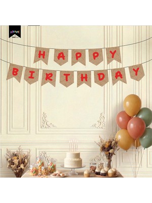 Vipfoni Happy Birthday Harf Afiş - Kraft Kırmızı