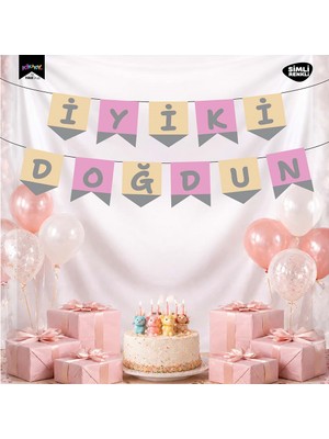 Vipfoni Iyi Ki Doğdun Harf Afiş - Simli Pembe Gümüş
