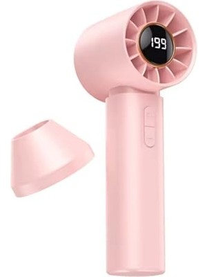 Trendexa Taşınabilir Mini USB Şarjlı Turbo Dijital Ekranlı El Vantilatörü, T12, Pembe
